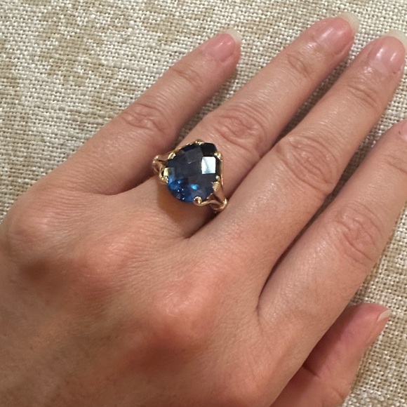 Elegant Blue and Gold Women's Ring - Picture 7 of 8
